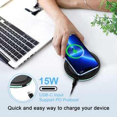 15W Wireless Fast Charging Pad for Samsung Galaxy S26/S25 Ultra, Google Pixel 10