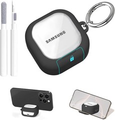 Clear Shockproof Case with Secure Lock for Samsung Galaxy Buds 4 Pro, Stand Incl