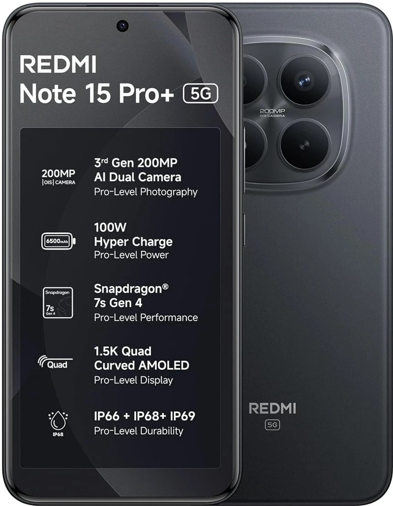 REDMI Note 15 Pro+ 5G (Black 12GB+256GB) Esim Snapdragon 7s Gen 4 Global Version