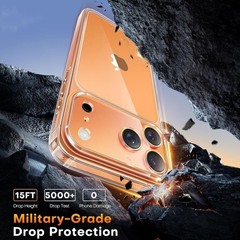 iPhone 17 Pro Max Case, Slim Shockproof Clear Case with Full Camera Protection