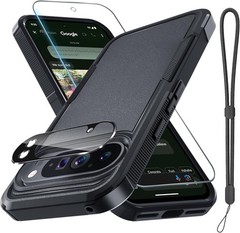 Heavy Duty Black Matte Case for Google Pixel 10 Pro XL with Lanyard Protection