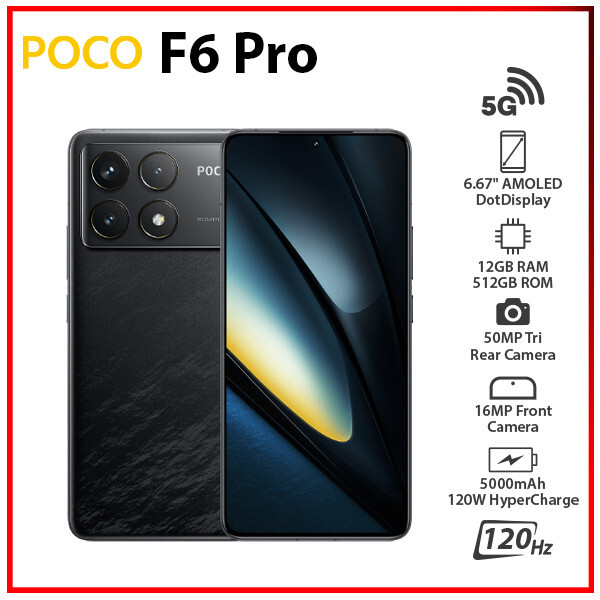 (Unlocked) Xiaomi POCO F6 Pro 5G BLACK 12GB+512GB Dual SIM Android Cell Phone