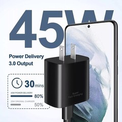 6FT Charger Cable Type c 45W PD Fast Wall Adapter For Samsung Galaxy S23 S22 21