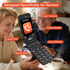 2.8+1.5&Prime; Flip Phone Unlocked, Dual Screen Flip Phones for Seniors, SOS Button?Sp