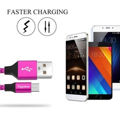 Type C Charger Cable Pink – USB C Premium Shiny Nylon Braided Rapid Charging Cor