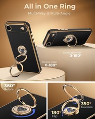 iPhone 17 Air Case with Stand, Double Ring Kickstand, Bling Luxury Protective Ca