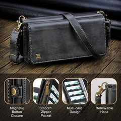 Samsung Galaxy A15 Wallet Case, RFID Blocking PU Leather Flip Cover with Strap