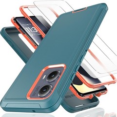 for Motorola Edge 2022 Case with Tempered Glass Screen Protector Black