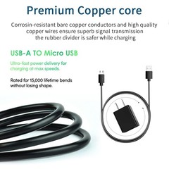 10FT USB A to Micro USB Fast Charger Adapter for Ring Indoor Cam, Doorbell 2/3/4
