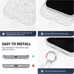 iPhone 17 Pro Glitter Case with Glitter Camera Lens Protector and Beaded Strap