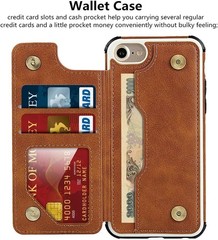 iPhone SE(2022)/SE(2020)/7/8/6/6s Wallet Case with Card Slots and Wrist Strap