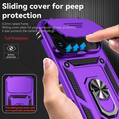 iPhone 17 Pro Max Case with Slide Camera Cover & Kickstand, Military Grade Black
