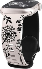 Floral Engraved Band Compatible with Apple Watch Bands 38/40/41/42/44/45/46/49mm