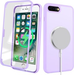 Case & Screen Protector for iPhone 8 Plus & 7 Plus Slim Shockproof Cover Purple