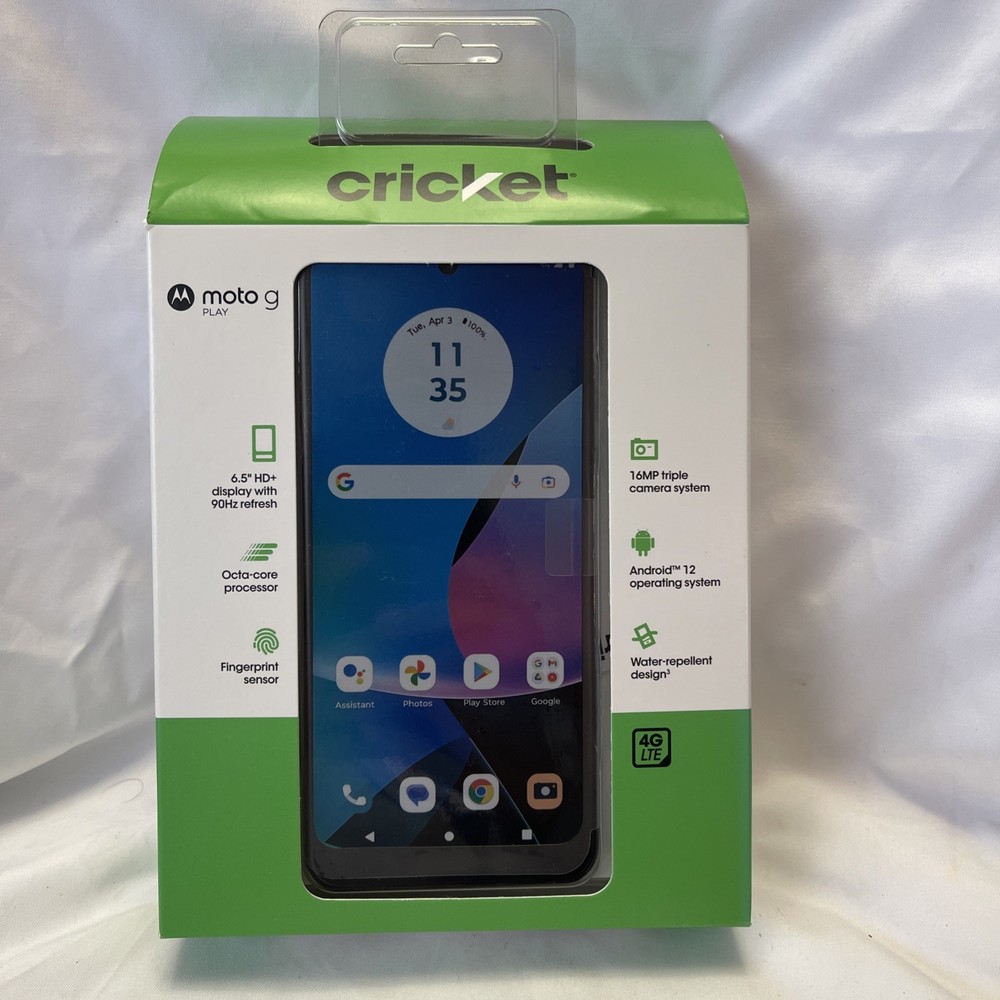 Cricket Moto G Play 32GB Flash Gray 6.5” Display Fingerprint Sensor. Brand New