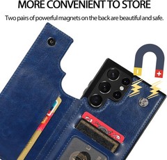 Samsung Galaxy S22 Ultra Wallet Case, Flip Folio Leather with Card Holder Slots