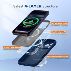 iPhone 17 Pro Max Magnetic Case, Dark Blue, Silicone Camera Control, Shockproof