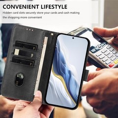 Google Pixel 10/Pixel 10 Pro Phone Case Wallet, Flip Leather TPU Cover, Black