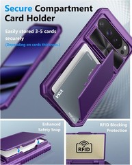 Dark Purple Case for Google Pixel 10 Pro XL, RFID Blocking & Card Holder Back