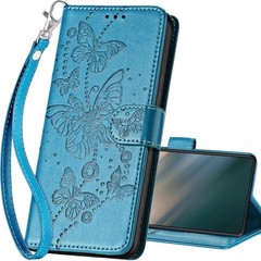 Samsung Galaxy S25 Ultra Flip Folio Wallet Case with Stand [Blue-Butterfly]