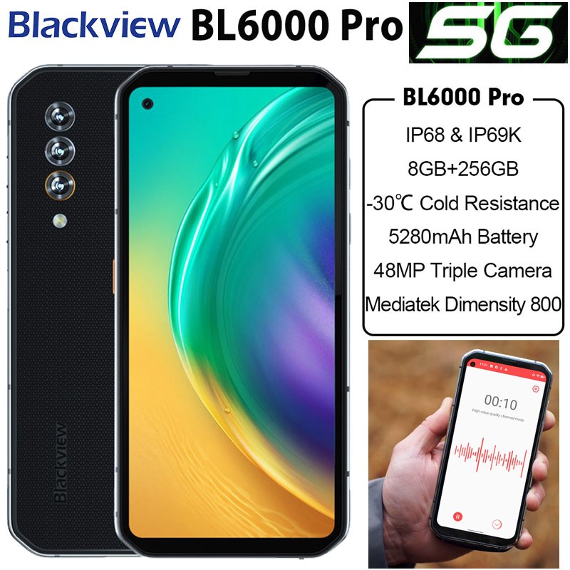 5G Blackview BL6000 Pro Rugged Smartphone Android 13 Waterproof Octa Core 8+256G