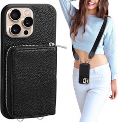 Wallet Case for iPhone 15 Pro Max, RFID Blocking PU Leather Crossbody Phone Purs