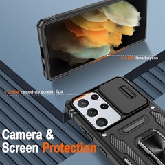 For Samsung Galaxy S21 Ultra Case w/ Military Grade Protective Cover & Kickstand