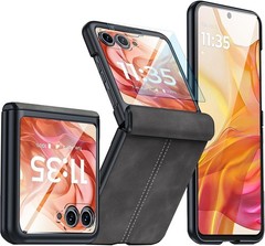 1. For Motorola Razr Ultra 2025/2026 Leather Case, Built-in Rear Screen Protecto