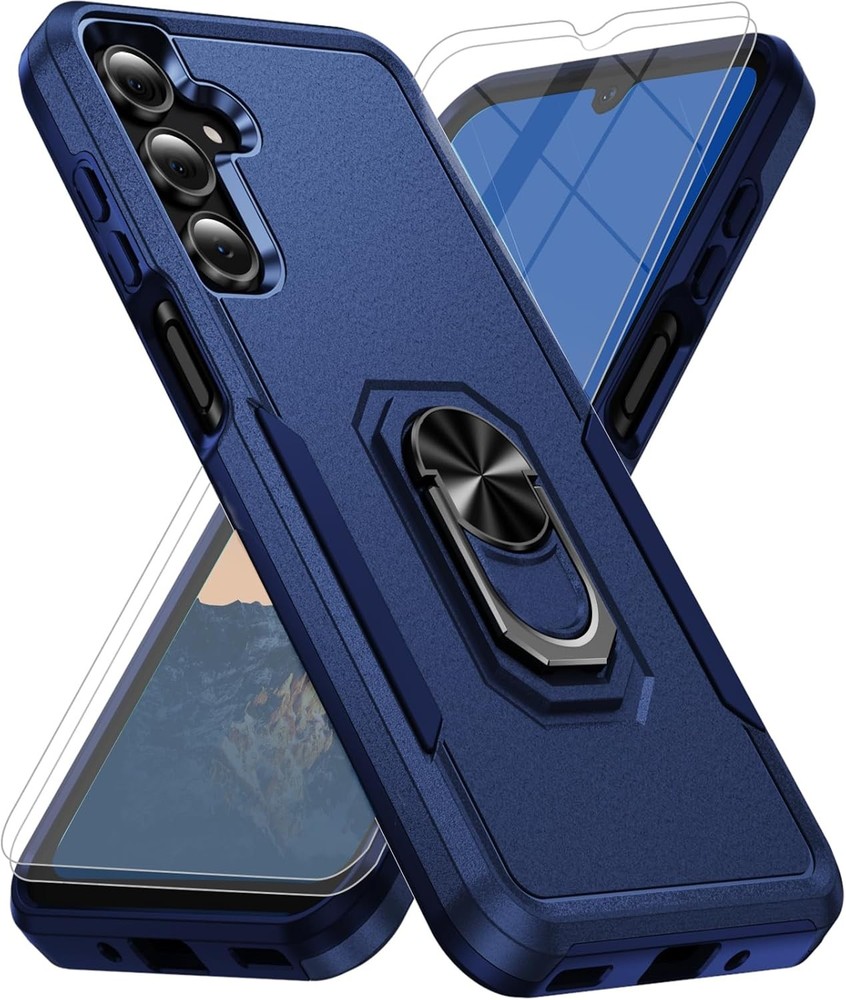 Durable Dark Blue Case for Samsung Galaxy A16 5G with 2X Tempered Glass Protecto