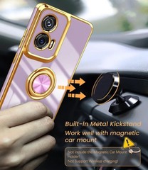 For Moto G Stylus 5G 2024 Case Built-in 360° Magnetic Kickstand/Screen Protector