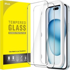 2PCS Screen Protector for iPhone 15 Plus 6.7 Inch Bubble Free Tempered Glass Cas