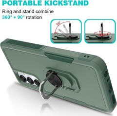 Samsung Galaxy A05s Case, Dual Layer Shockproof Kickstand Phone Case, Dark Green