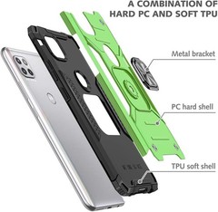 For Moto One 5G Ace Case + 2 Tempered Glass Shockproof,Motorola G 5G -Dark Green