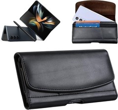 Leather Belt Holster Phone Case for Samsung Galaxy Z Fold 6 5 4 3 with Card Slot