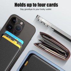 Phone Card Holder Leather Stick-On Wallet for iPhone Android 4 Cards Pink Light!