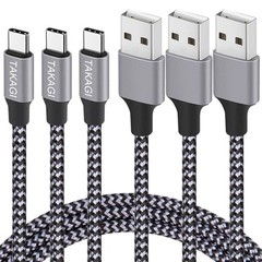 6Ft USB A to Type-C Fast Charging Cable 3-Pack for iPhone 17 Pro Max/Galaxy S20
