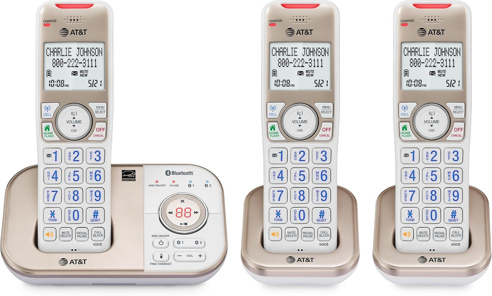 BL3112-3 3-Handset DECT 6.0 Cordless Phone for Home with Bluetooth Connect to Ce