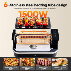 1500W Smokeless Indoor Grill with Adjustable Temp, Serves 5 People