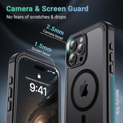 Magnetic for iPhone 15 Pro Max Case, Heavy Duty Protection, Shockproof Bumper