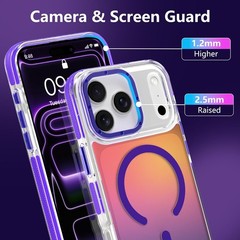Magnetic Case for iPhone 17 Pro Max Slim Translucent Matte Purple Design 2025