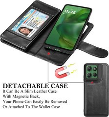 Motorola Moto G Power 5G 2025 Case, PU Leather Wallet Case with Card Slots, Blac