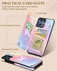 Moto G 5G 2023 Wallet Case with Card Holder, Designer Blue Butterflies Pattern