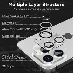 9H Tempered Glass Glitter Camera Lens Protector for iPhone 14 Pro/Max