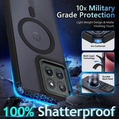 Magnetic for Motorola Edge-2025 Case, Black | Translucent Matte Scratch-Resistan