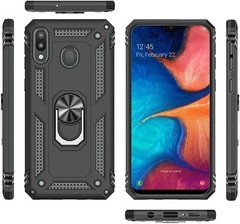 For Samsung Galaxy A20/A30 Shockproof Case, Ring ,Stand +Tempered Glass