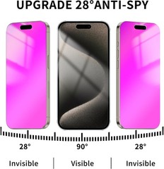 2-Pack Anti-Spy Privacy Screen Protector for iPhone 15 Pro Max 6.7 Inch Full Cov