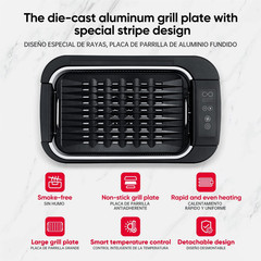 Smokeless Indoor Grill, 1500W Non-Stick Removable Grill Rack & Pan, Adjustable T