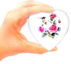 Hummingbird Heart Urn – Mini Heart Cremation Urn with Stand & Premium Box – Smal
