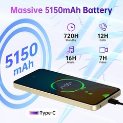 OUKITEL C26 Cell Phone T-Mobile Android 16 24GB+128GB 5150mAh 2-Year Warranty