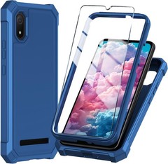 Cloud Mobile Stratus C8 Phone Case with Tempered Glass Screen Protector, Blue